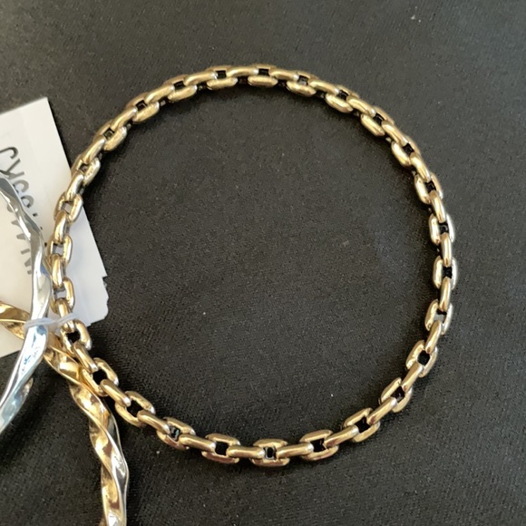 Silver & Goldtone Set/3 Textured Bangle Bracelets NWT - Picture 4 of 5